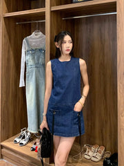 Danielle Indigo Double-Pocket Denim Dress