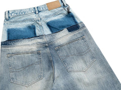 J-Hope Blue Double-Waist Spliced Jeans