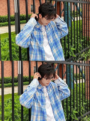 Jin Indigo Faded Plaid Shirt