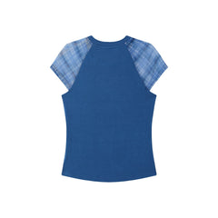 Gaeul Plaid Flower Graphic Top