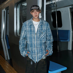 Jin Indigo Plaid Zip-Up Jacket