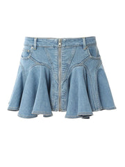 Ruka Ruffled Denim Skirt