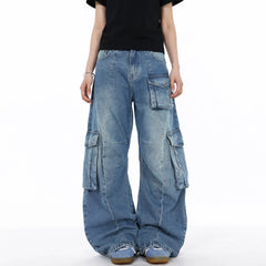 Ruka Vintage Wash Oversized Cargo Jeans