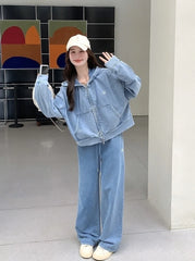 Giselle Washed Denim Jacket & Pants Set