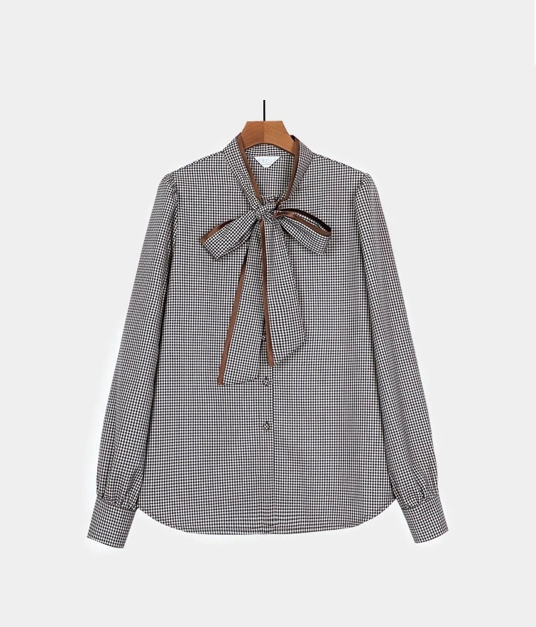 Brown Plaid Bow-Tie Blouse | Jisoo – BlackPink