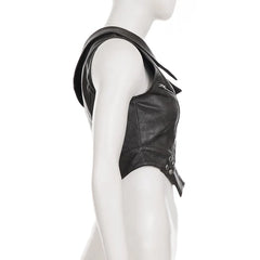 Jennie Zipper Accent Faux Leather Top