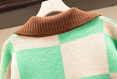 Beomgyu Checkered Bear Cardigan