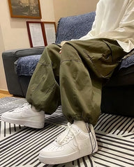 Taehyung Olive Loose Drawstring Cargo Pants