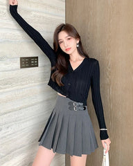 Winter Buckled Pleated Skirt