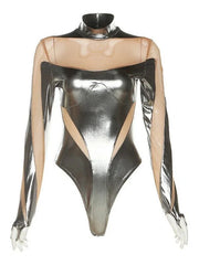 Lisa Metallic Cut-Out Bodysuit Top