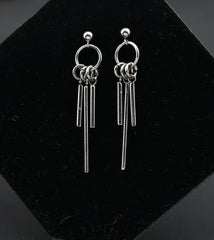 Jimin Silver Triple-Strip Earrings