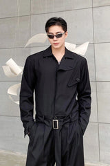 Jimin Noir Belted Overall Jumpsuit