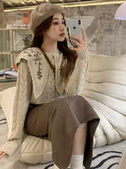Jisoo Flower Collar Sweater