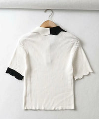 Karina Scallop Knitted Polo Shirt