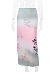 Hyein Pink-Green Tie-Dye Skirt
