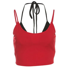 Red & Black Overlay Halter Crop Top | Jennie – BlackPink