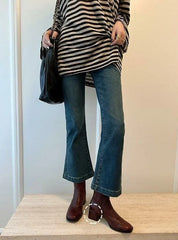 Jin Red Faux Leather Block Heel Boots