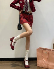 Ruka Glossy Bow-Accent Block Heels