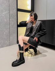 Rose Combat Lace-Up Boots