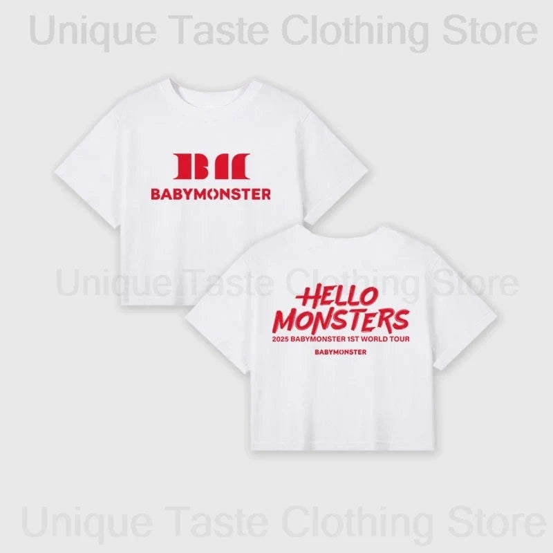 BABYMONSTER “HELLO MONSTERS” Crop Graphic Tee