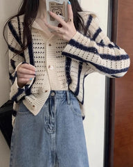 Hyunjin Striped Knot Cardigan