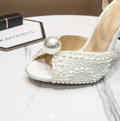 Lia White Pearl Embezzled Princess Heels