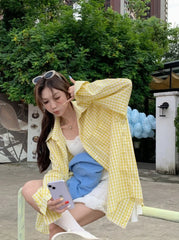 Rose Checkered Oversized Shirt
