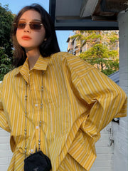 Sunghoon Lemon Striped Oversized Shirt