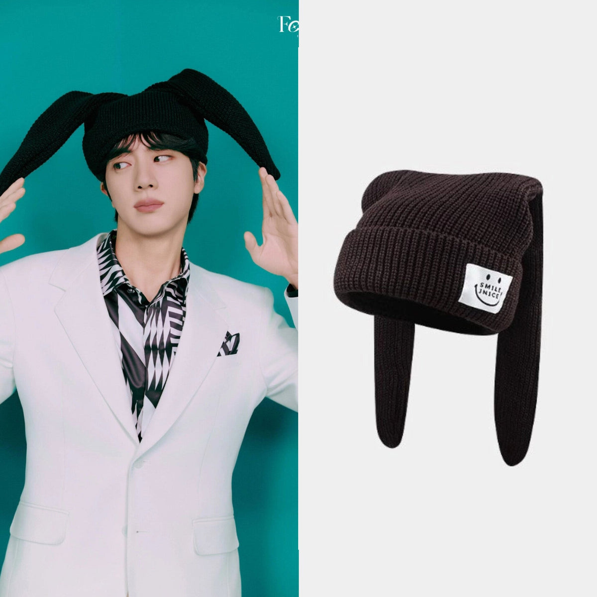 Jin Knit Bunny-Ear Beanie