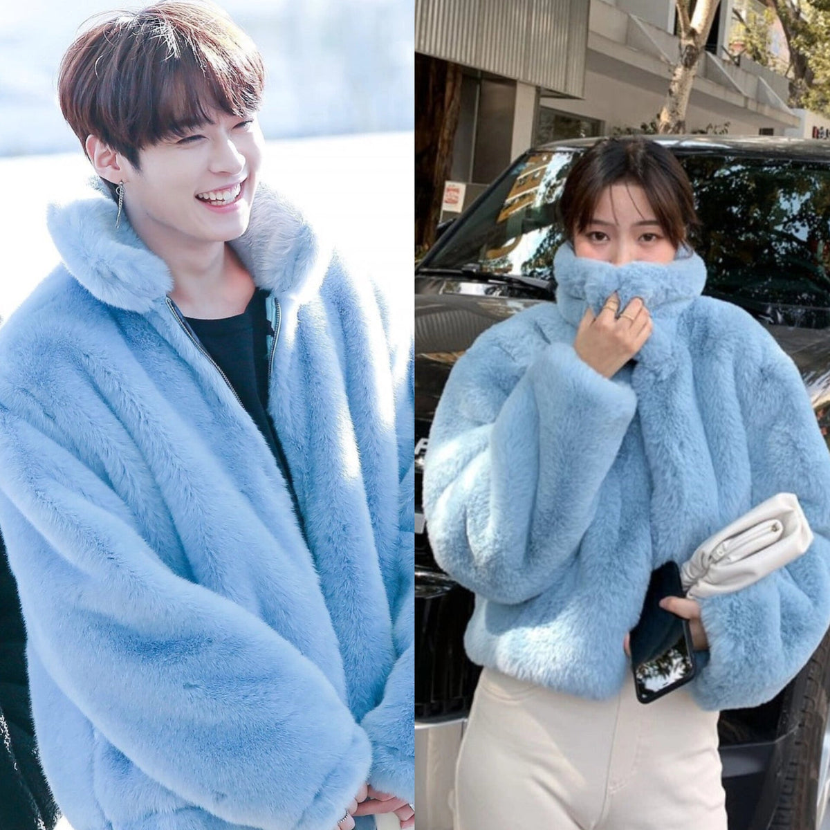 LeeKnow Blue Fur Jacket