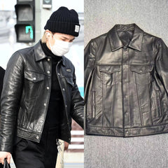 Suga Leather Snap-Button Jacket