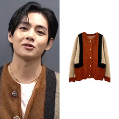 Taehyung Mocha Mohair Blend Cardigan