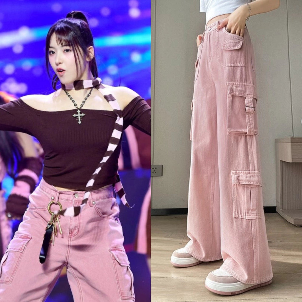 Jiwoo Pink Cargo Pants