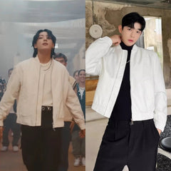 Jungkook Ivory Chic Bomber Jacket
