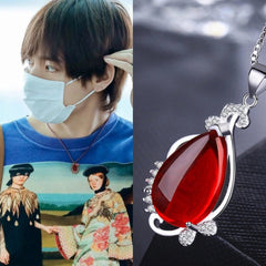 Taehyung Silver Red Pendant Necklace