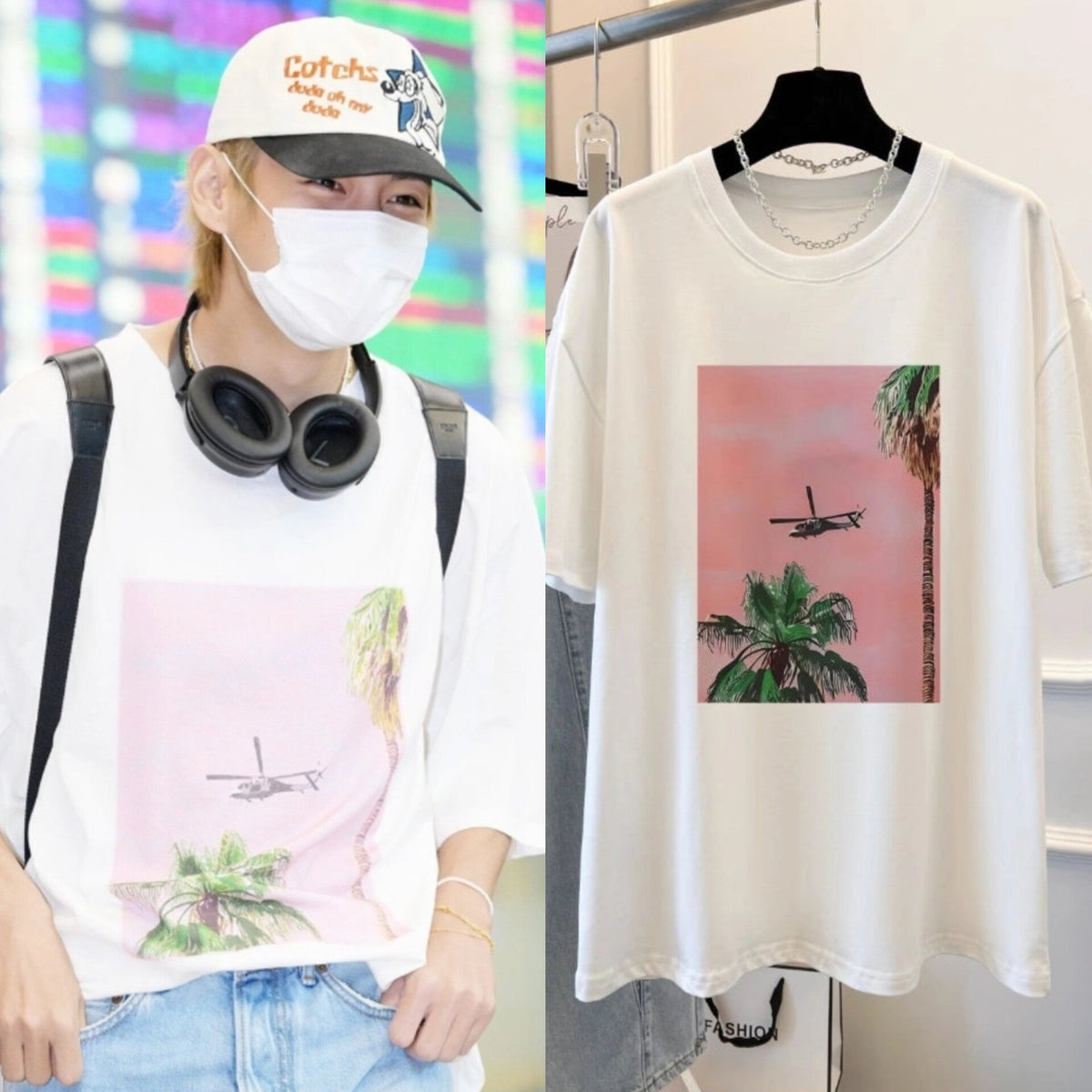 Taehyung Ivory Scenery Print Tee