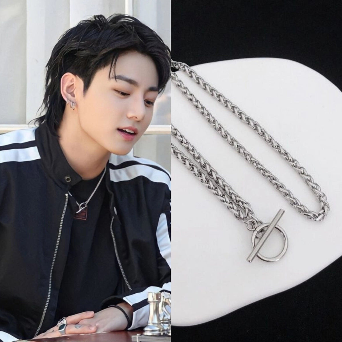 Jungkook Silver Toggle Chain Necklace