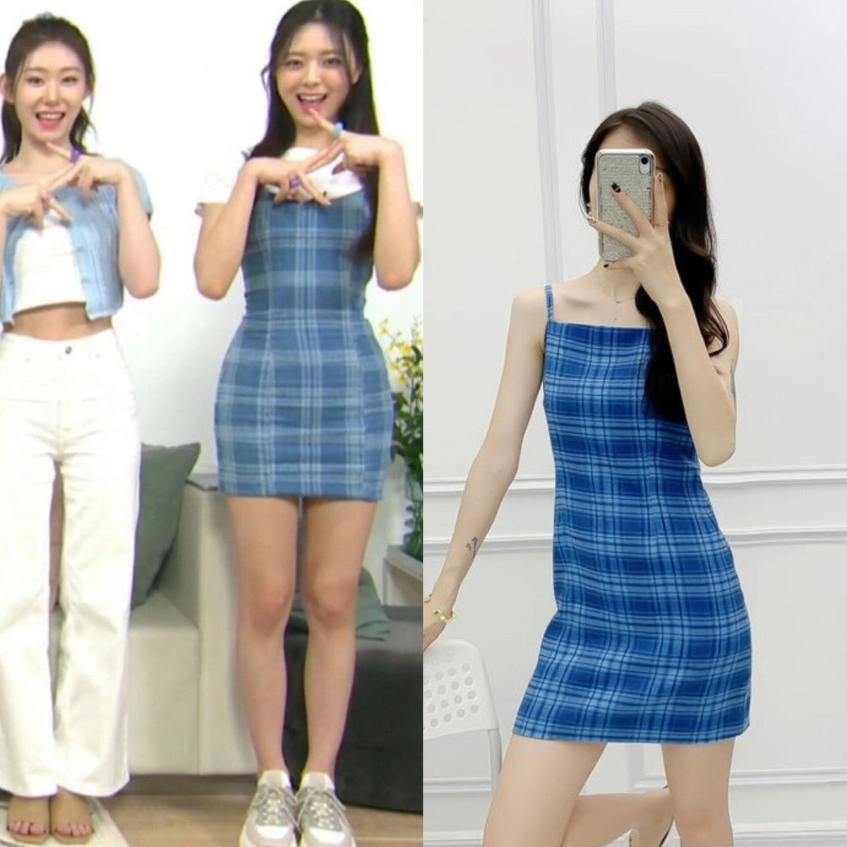 Yuna Blue Plaid Dress