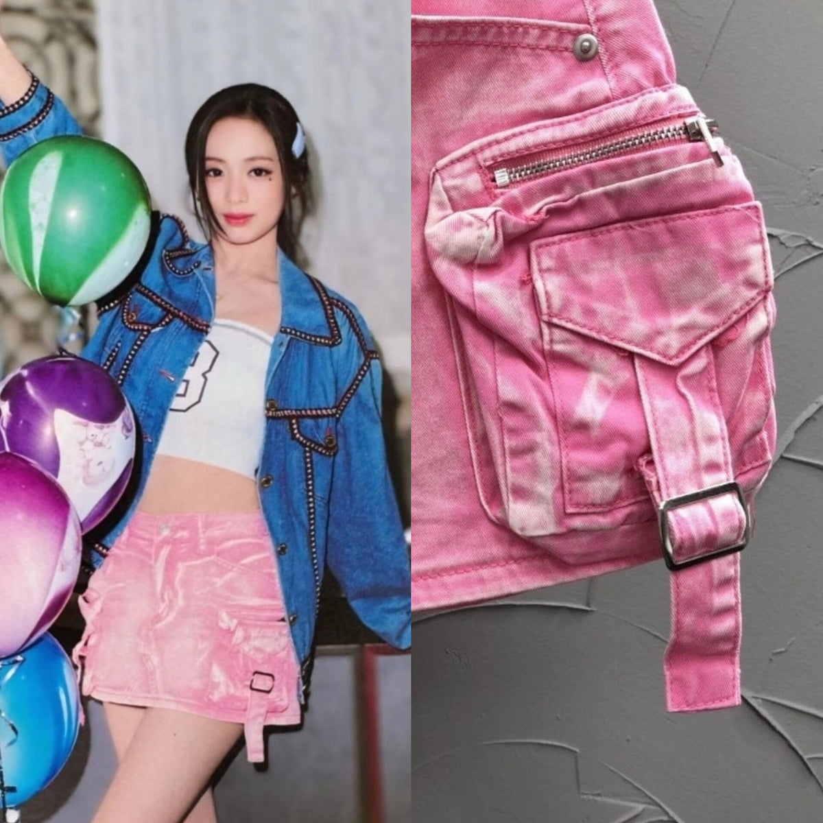Ahyeon Acid Wash Cargo Skirt