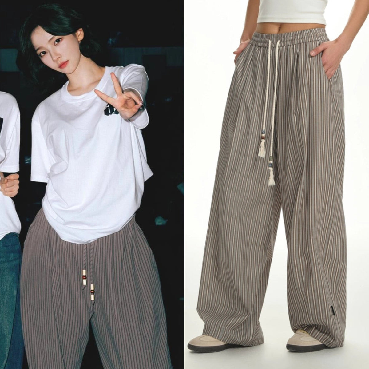 Karina Pinstripe Pleated Pants