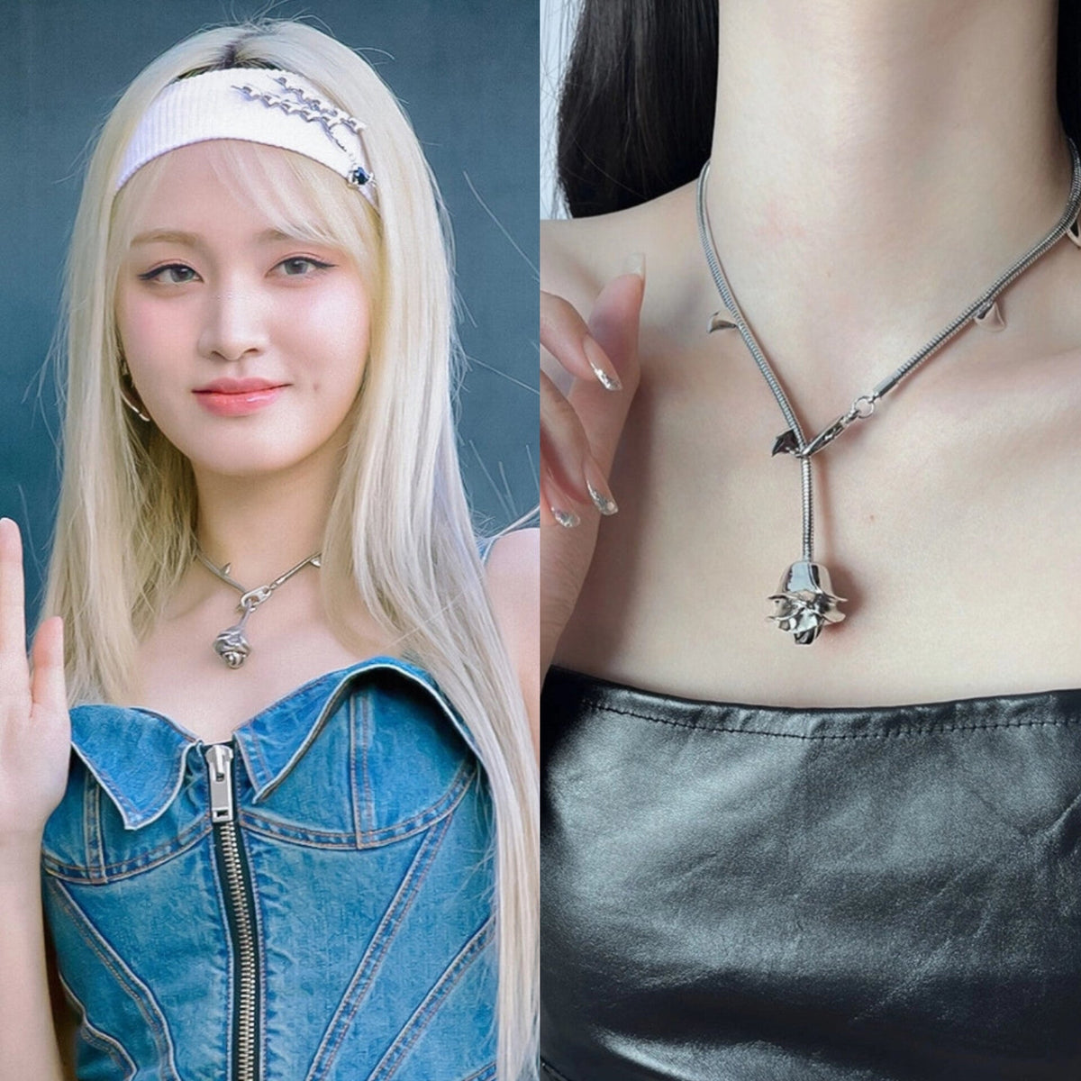 Liz Silver Rose Necklace