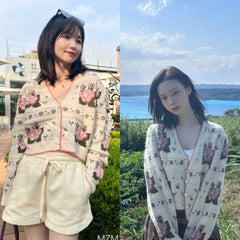 Winter Floral Crop Cardigan