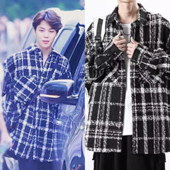Jimin Black Plaid Tweed Jacket