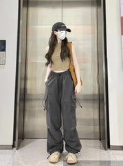 Ruka Grey Drawstring Cargo Pants
