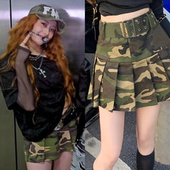 Yunjin Camouflage Pleated Skirt
