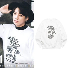 Jungkook Ivory Abstract Face Sweatshirt