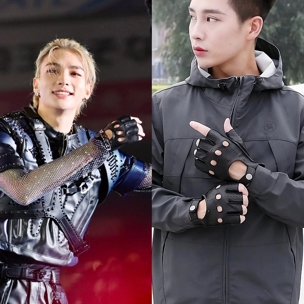 Hyunjin Knuckle Holes Half Gloves