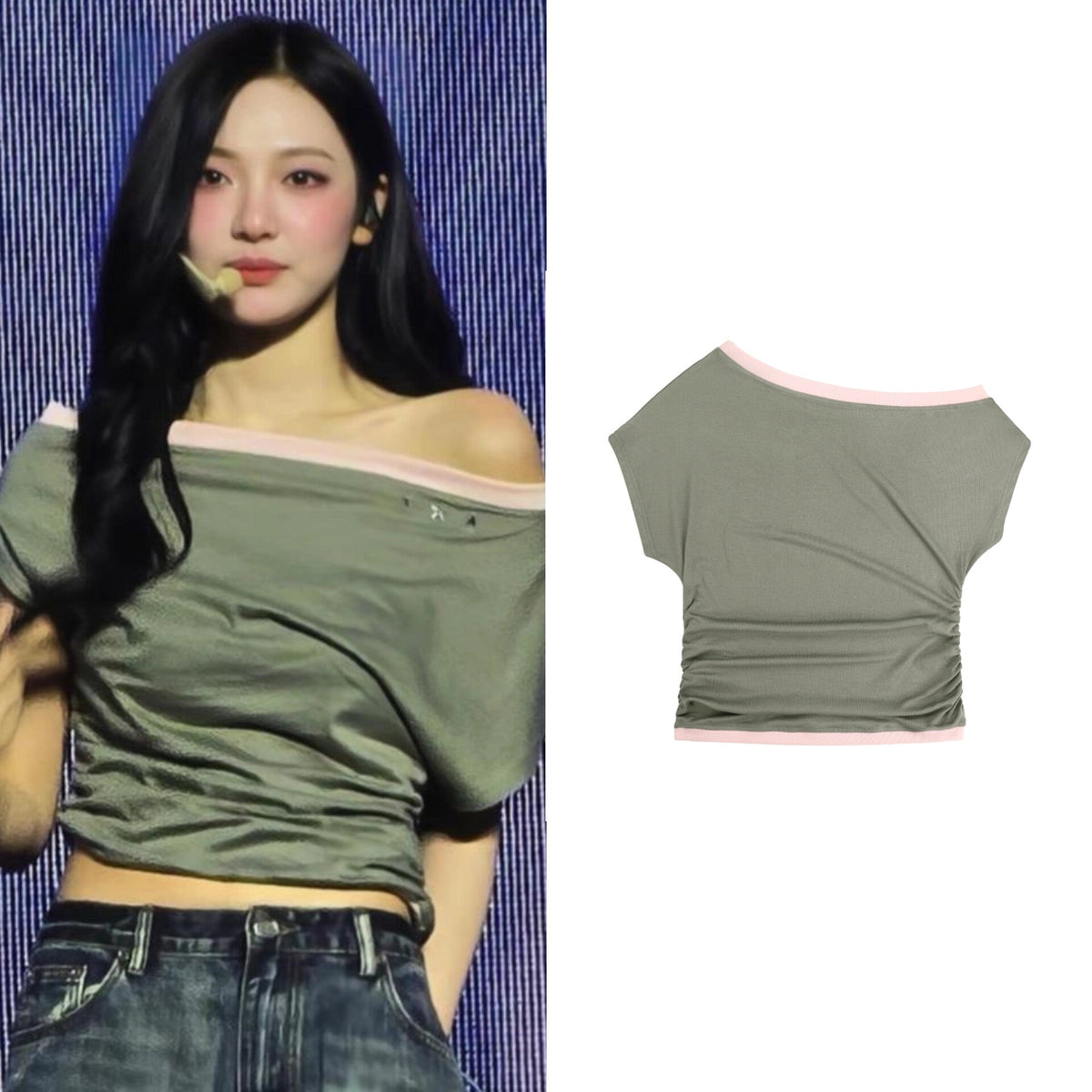 Ningning Ruched Boatneck Top