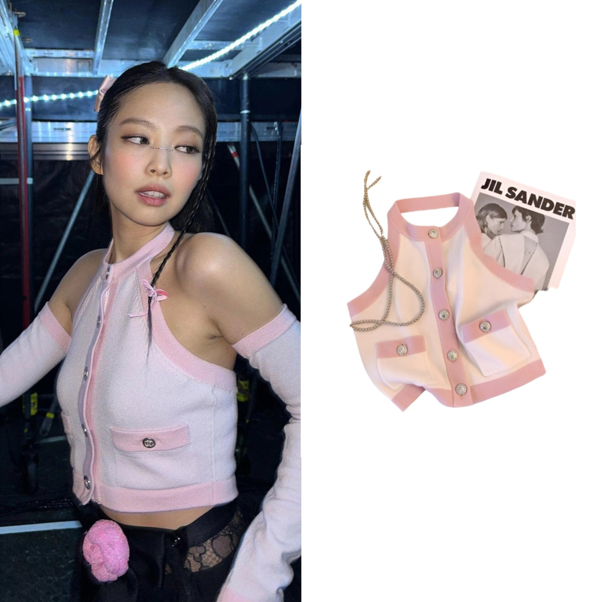 Jennie White & Pink Halter Top
