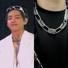 Taehyung Silver Double-Link Chain Choker